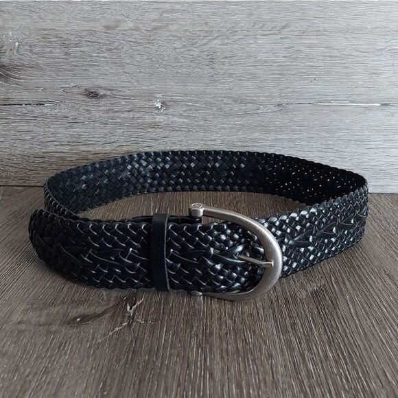 Chaps Black Woven Braided Wide Belt Medium - Picture 1 of 7